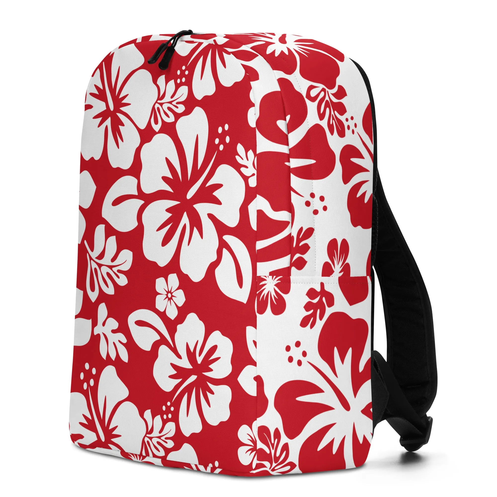 Red and White Hawaiian Print Backpack